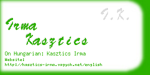 irma kasztics business card